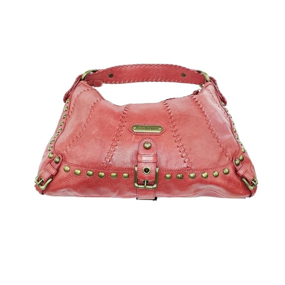 Studded Pink Leather Hobo Bag